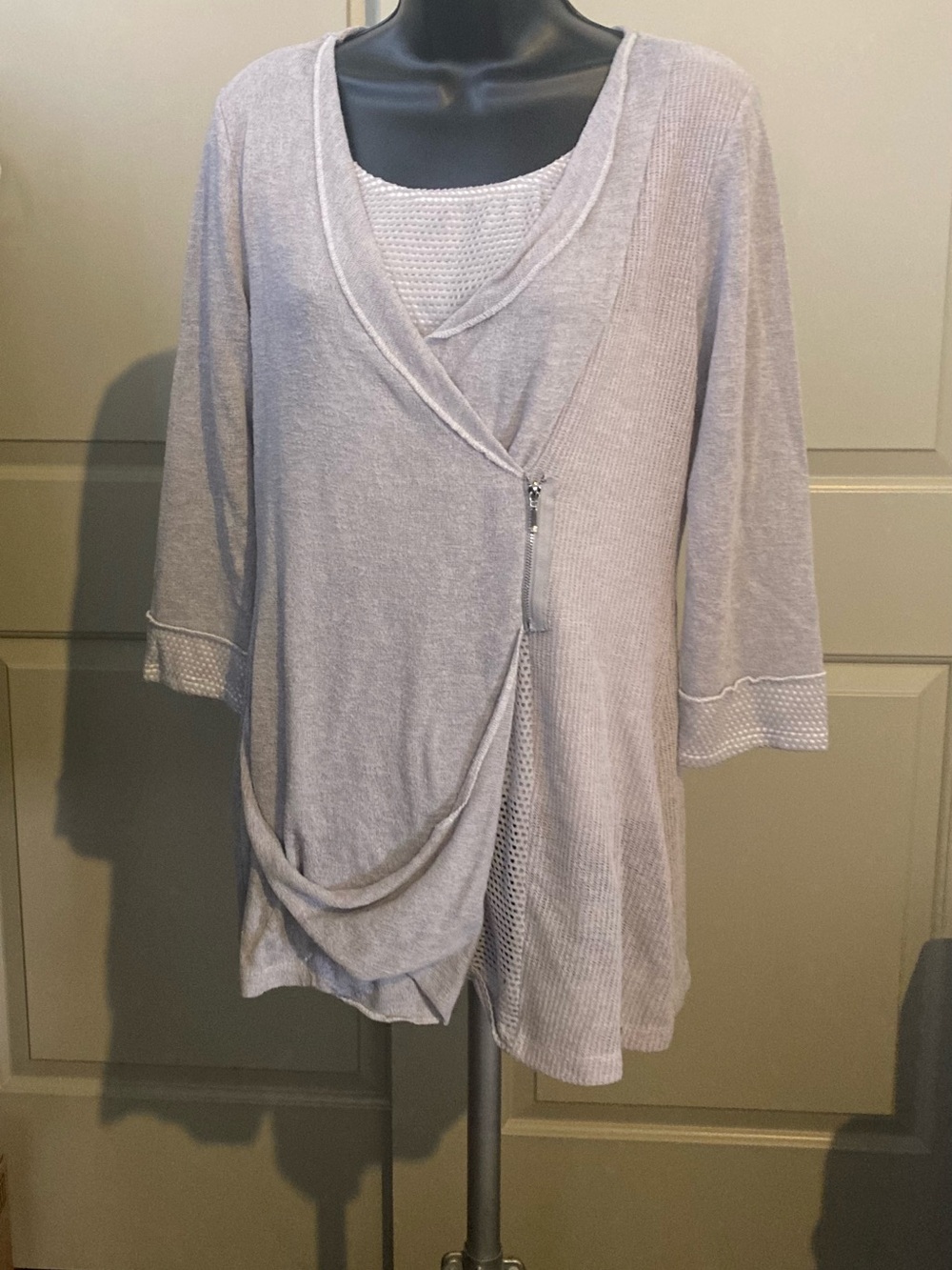 Light Grey Layered Wrap Women's Top